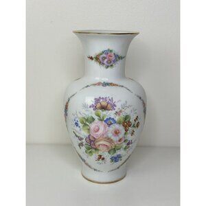 Vintage Limoges St. Martial Gilt Hand Painted Floral Porcelain 10 In Vase